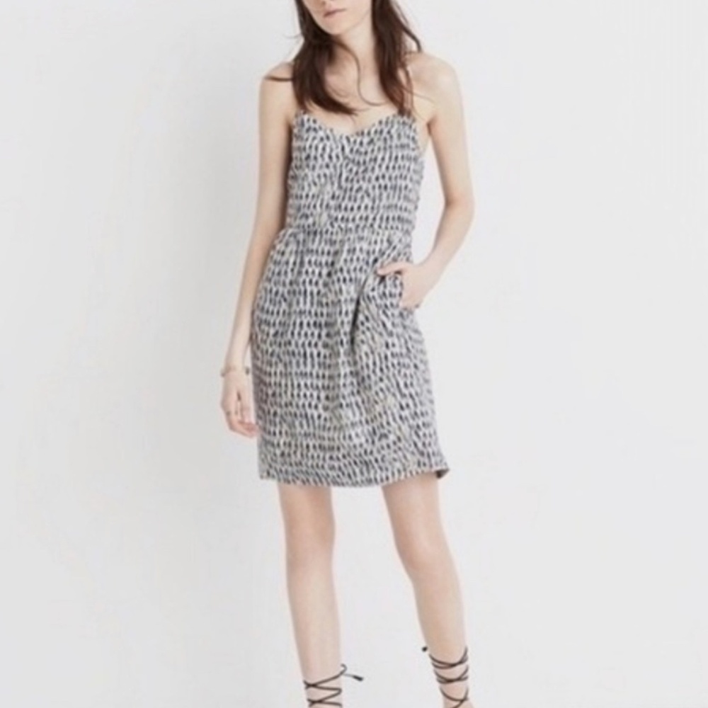 Madewell Silk Sunlight Painted Feathers Cami Mini Dress Size 6
